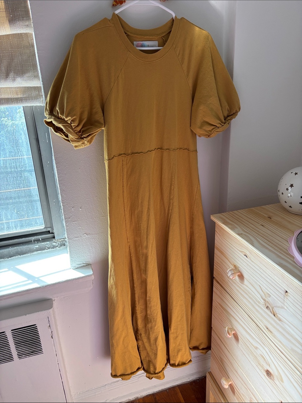 Mustard Puff-Sleeve Midi Dress - FP Beach